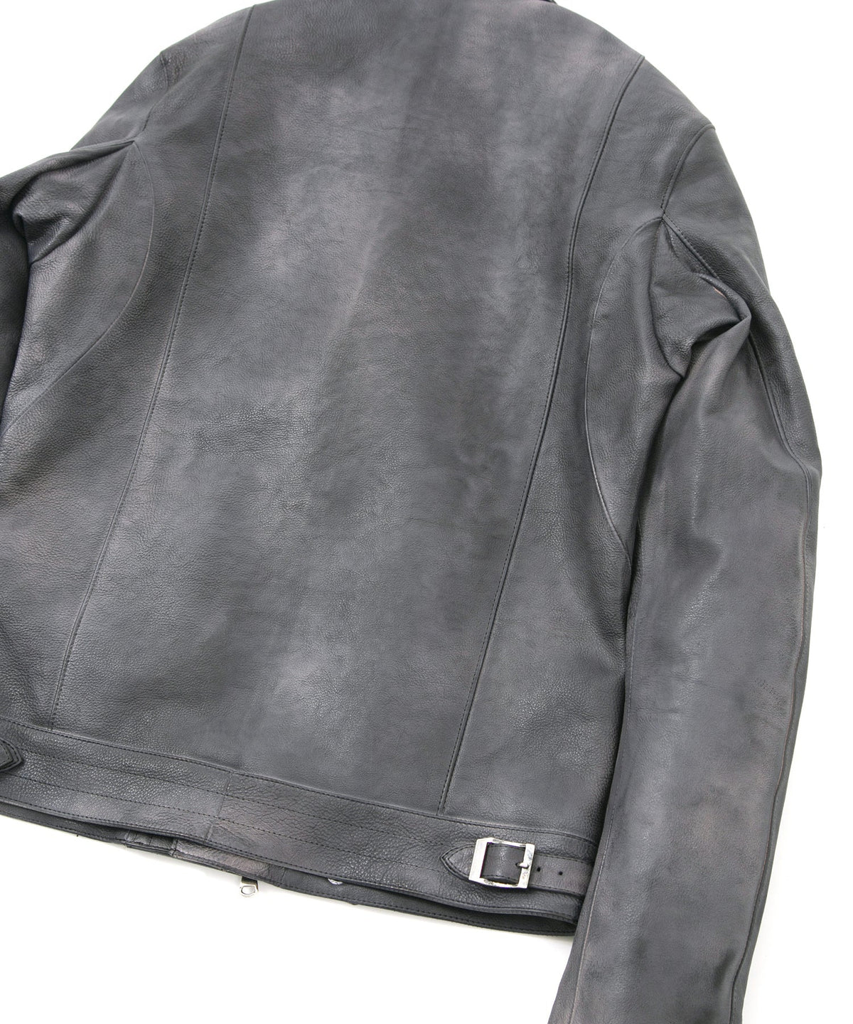 フルタンニン鞣し ジャパンカーフスキン Burning dyed - 燃焼製品染め SPEEDER ダブルライダースジャケット - STEEL BLACK
