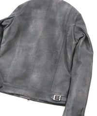 フルタンニン鞣し ジャパンカーフスキン Burning dyed - 燃焼製品染め SPEEDER ダブルライダースジャケット - STEEL BLACK