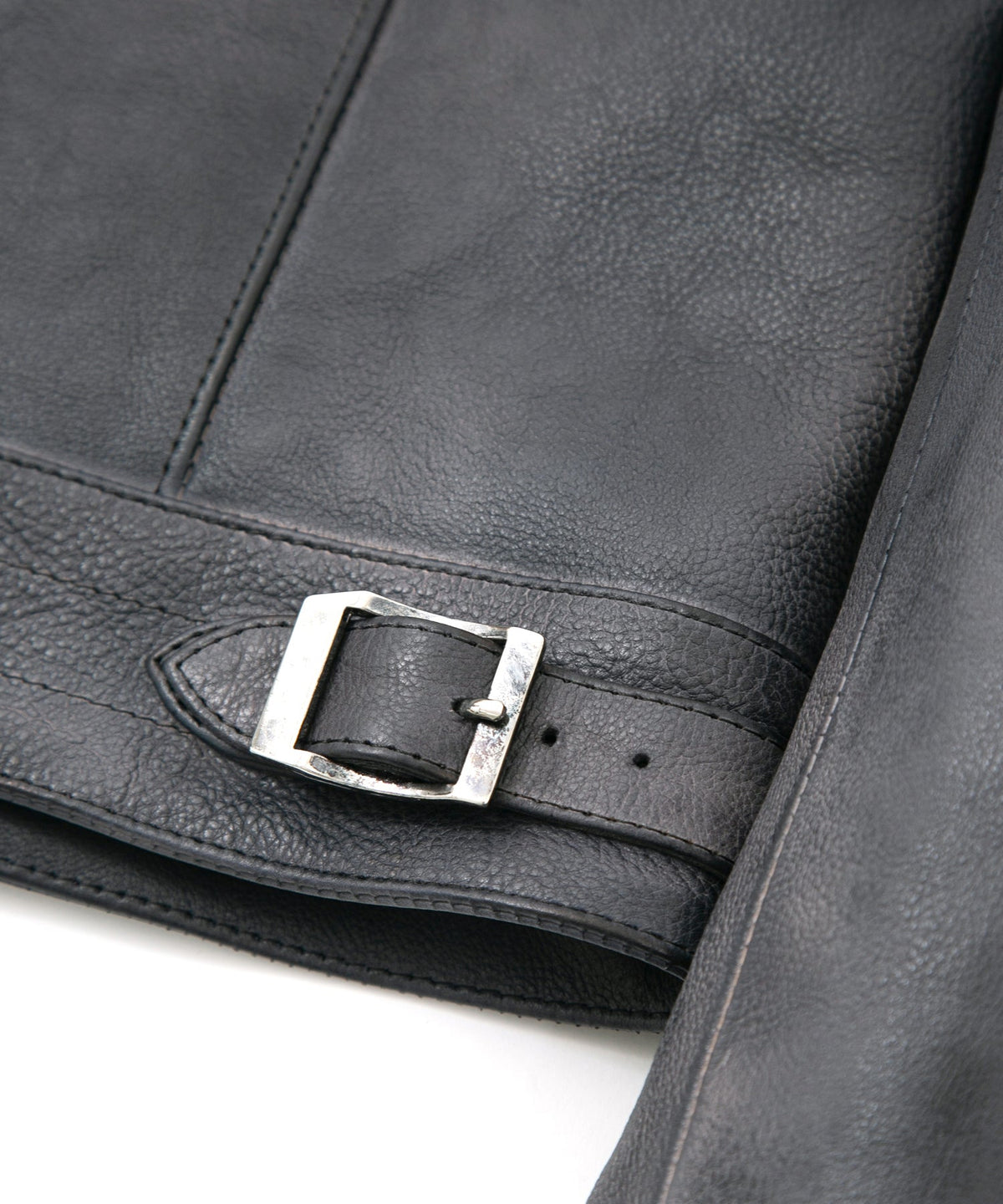 フルタンニン鞣し ジャパンカーフスキン Burning dyed - 燃焼製品染め SPEEDER ダブルライダースジャケット - STEEL BLACK