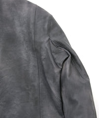フルタンニン鞣し ジャパンカーフスキン Burning dyed - 燃焼製品染め SPEEDER ダブルライダースジャケット - STEEL BLACK