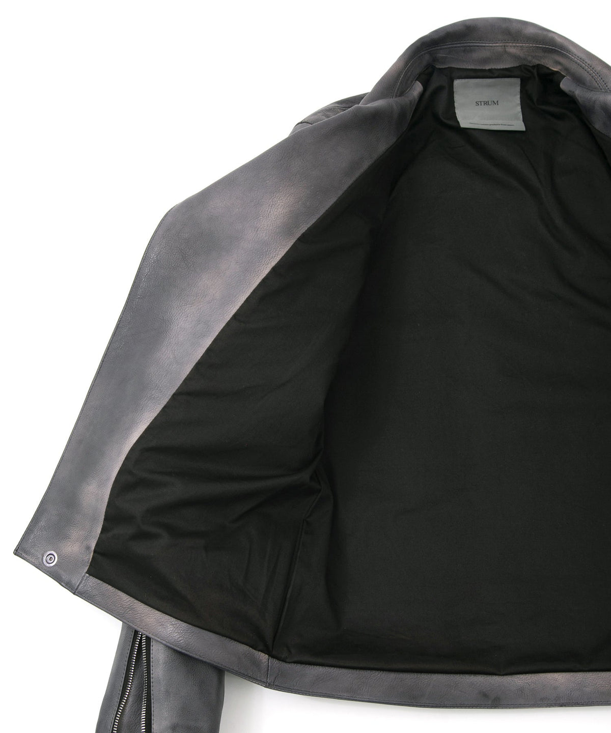 フルタンニン鞣し ジャパンカーフスキン Burning dyed - 燃焼製品染め LIST ダブルライダースジャケット - STEEL BLACK