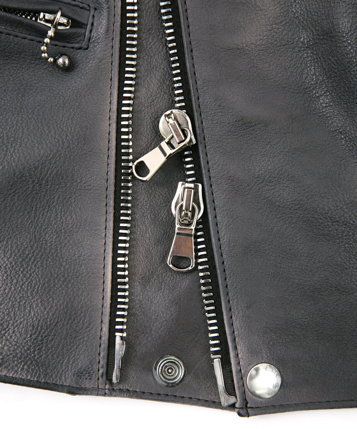 フルタンニン鞣し ジャパンカーフスキン Burning dyed - 燃焼製品染め LIST ダブルライダースジャケット - STEEL BLACK