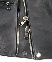 フルタンニン鞣し ジャパンカーフスキン Burning dyed - 燃焼製品染め LIST ダブルライダースジャケット - STEEL BLACK