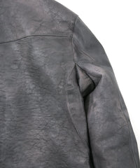 フルタンニン鞣し ジャパンカーフスキン Burning dyed - 燃焼製品染め LIST ダブルライダースジャケット - STEEL BLACK