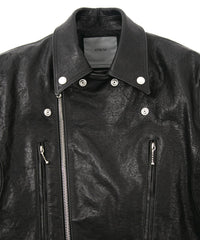 フルタンニン ピット鞣し シュリンク ホースハイド LIST ダブルライダースジャケット - BLACK