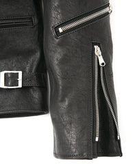 フルタンニン ピット鞣し シュリンク ホースハイド LIST ダブルライダースジャケット - BLACK