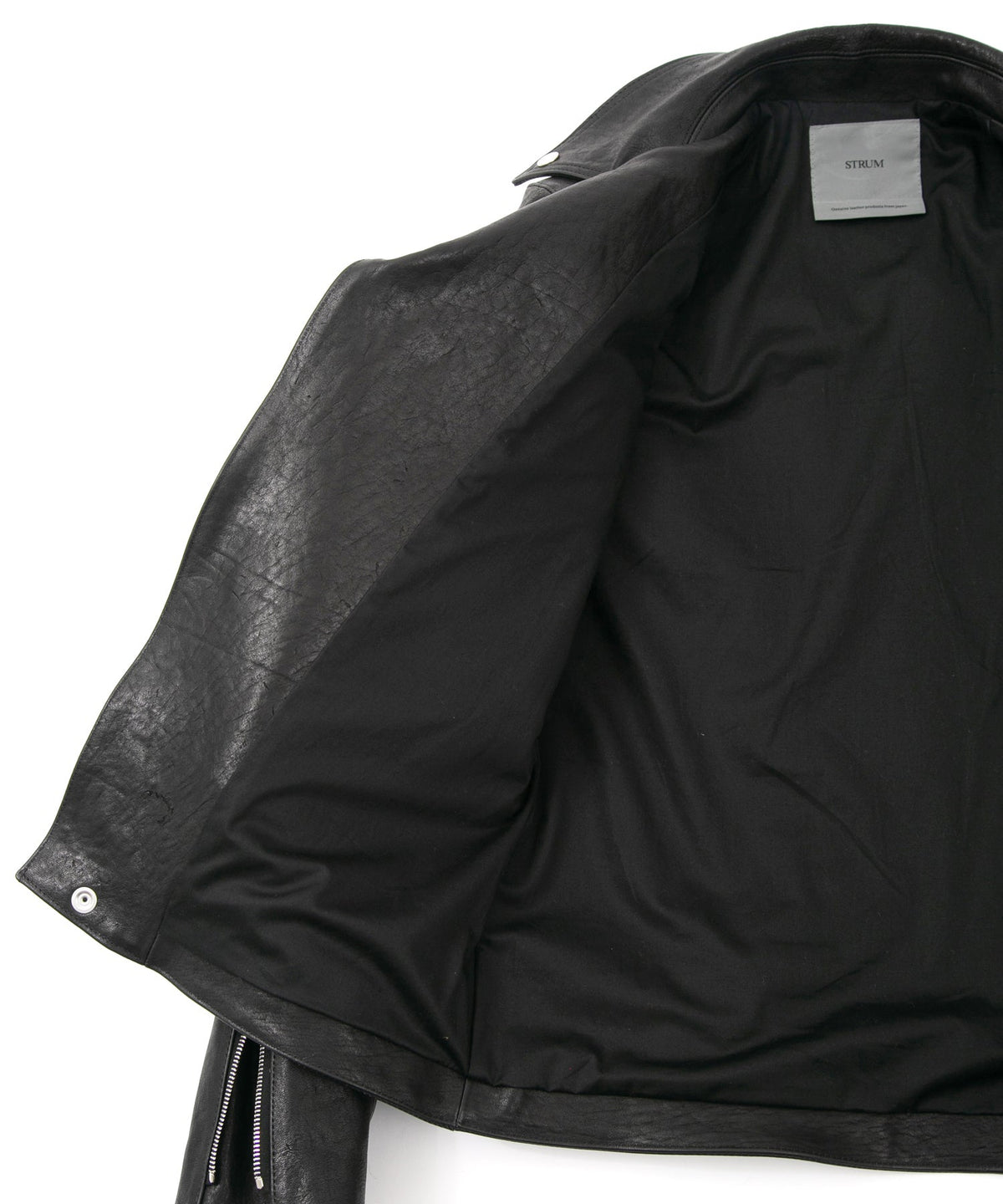 フルタンニン ピット鞣し シュリンク ホースハイド LIST ダブルライダースジャケット - BLACK