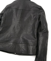 フルタンニン ピット鞣し シュリンク ホースハイド LIST ダブルライダースジャケット - BLACK
