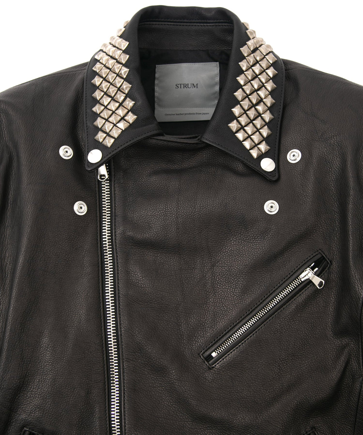 New Zealand Calf Skin "CRAY" Studs Double Riders - BLACK