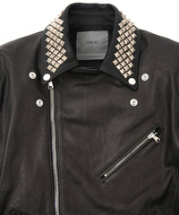 New Zealand Calf Skin "CRAY" Studs Double Riders - BLACK