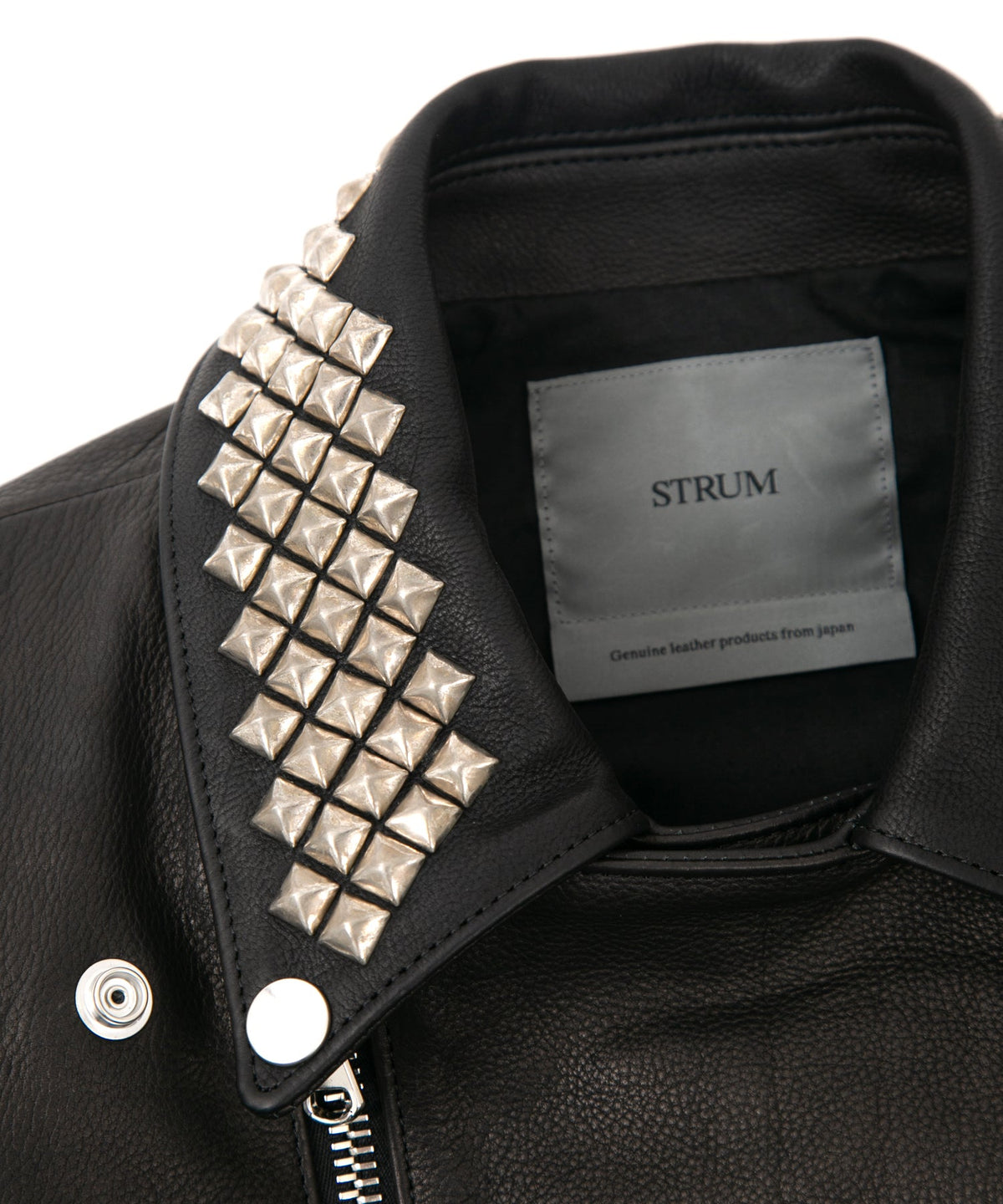 New Zealand Calf Skin "CRAY" Studs Double Riders - BLACK