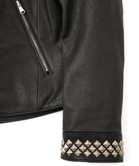 New Zealand Calf Skin "CRAY" Studs Double Riders - BLACK