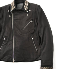 New Zealand Calf Skin "CRAY" Studs Double Riders - BLACK