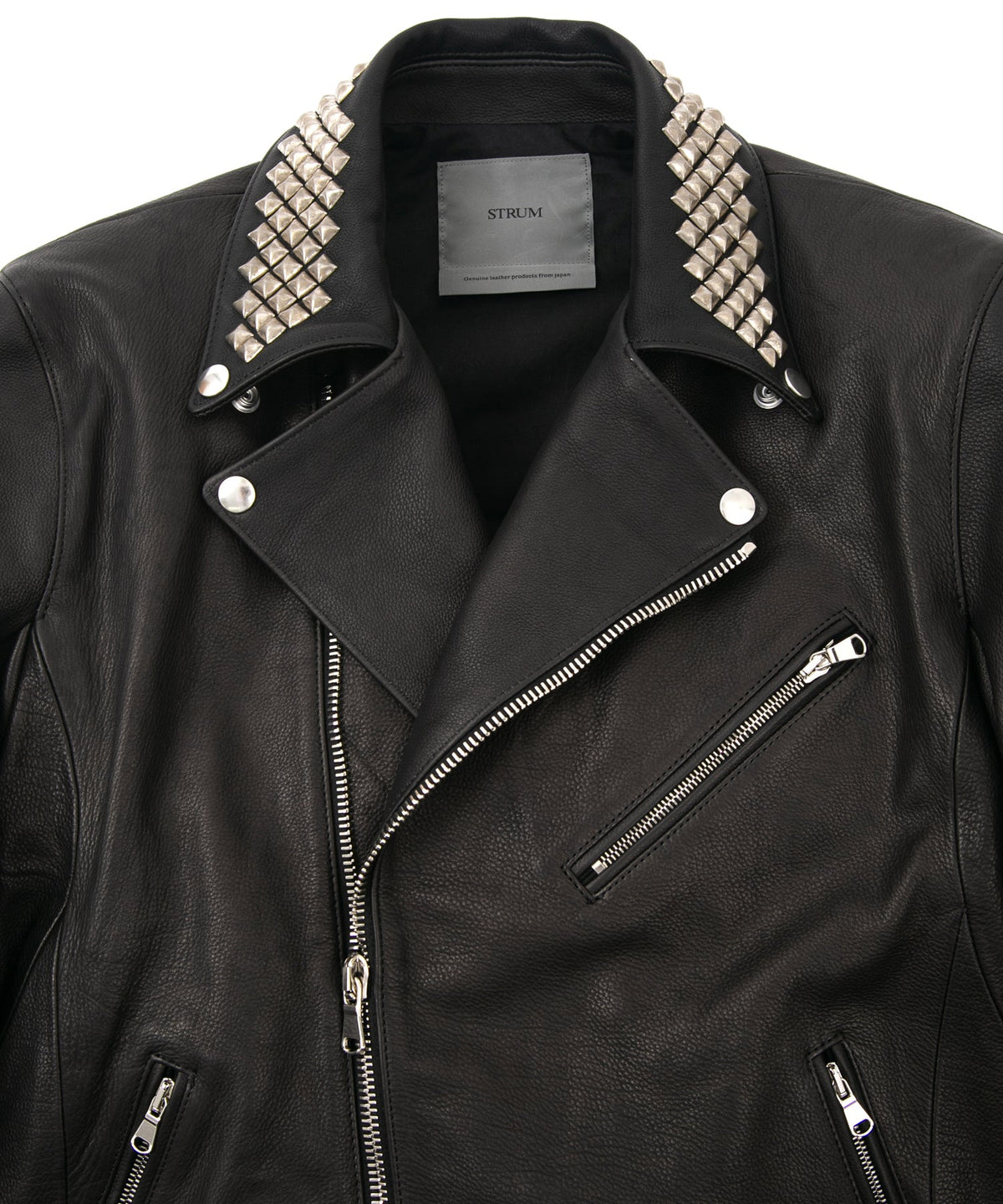 New Zealand Calf Skin "CRAY" Studs Double Riders - BLACK