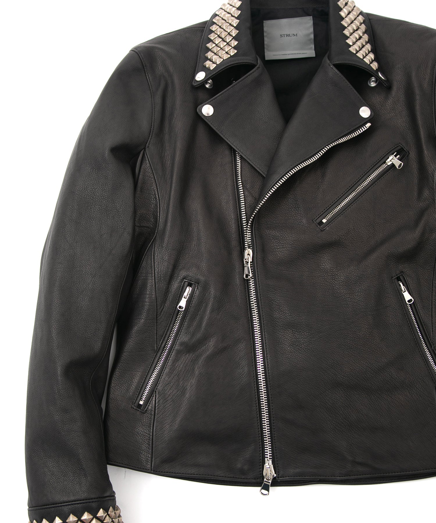 ニュージーランド カーフ CRAY スタッズ ダブルライダース - BLACK