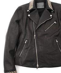 New Zealand Calf Skin "CRAY" Studs Double Riders - BLACK