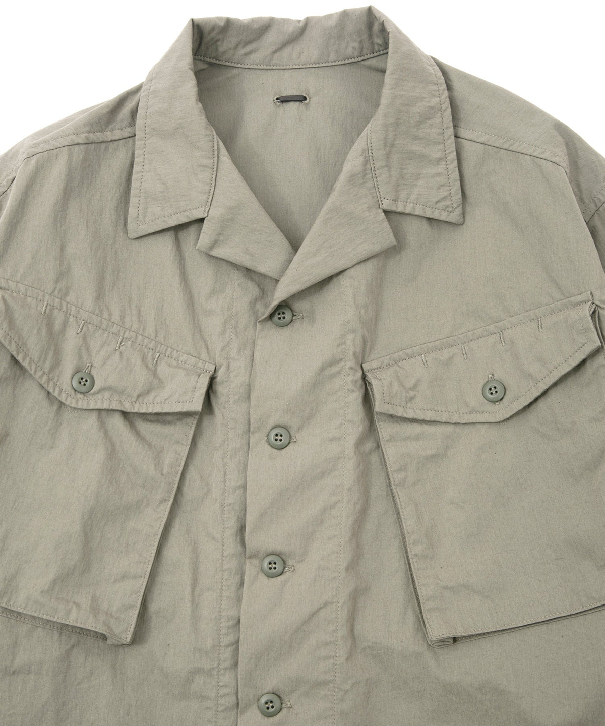 後染めコットンナイロンウェザークロス ミリタリー シャツブルゾン - OLIVE