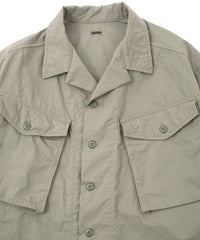 後染めコットンナイロンウェザークロス ミリタリー シャツブルゾン - OLIVE