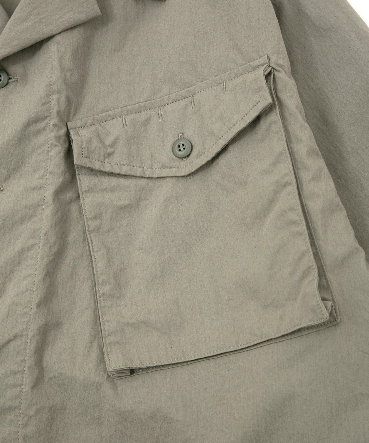 後染めコットンナイロンウェザークロス ミリタリー シャツブルゾン - OLIVE