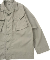後染めコットンナイロンウェザークロス ミリタリー シャツブルゾン - OLIVE