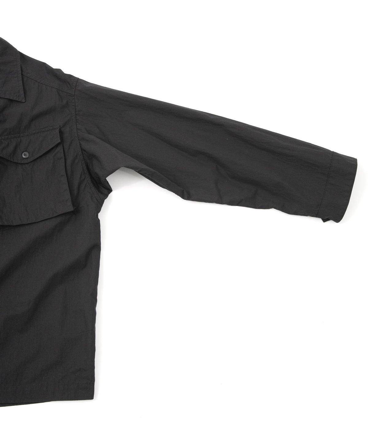 後染めコットンナイロンウェザークロス ミリタリー シャツブルゾン - BLACK