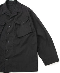 後染めコットンナイロンウェザークロス ミリタリー シャツブルゾン - BLACK