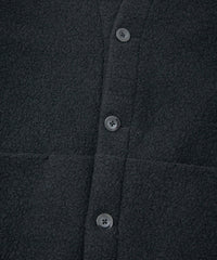 リサイクル ウール テディーフリース ロングカーディガン - BLACK