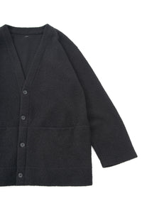 リサイクル ウール テディーフリース ロングカーディガン - BLACK