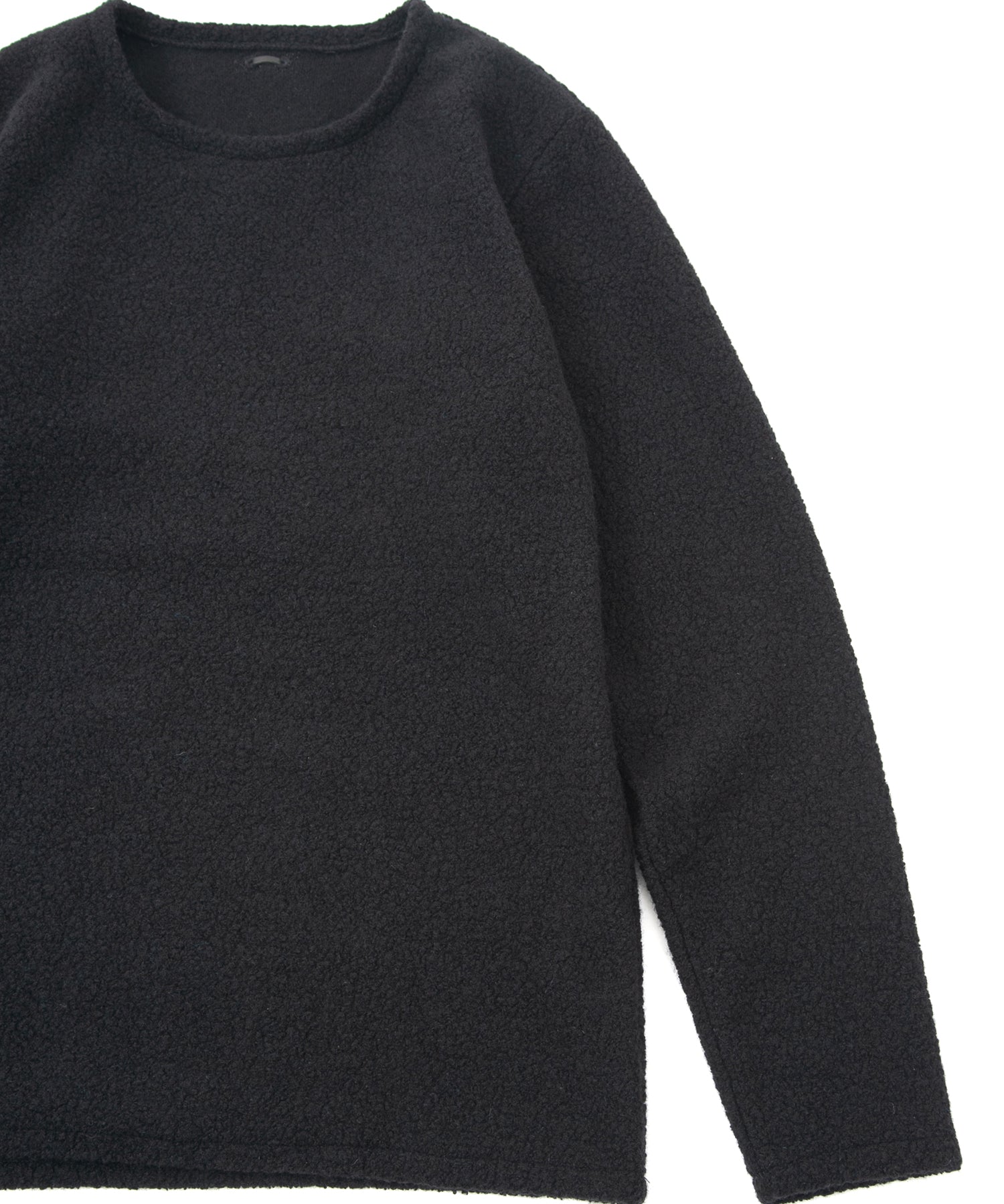 Load image into Gallery viewer, Recycled Wool Teddy Fleece Crew Neck T-shirt- BLACK