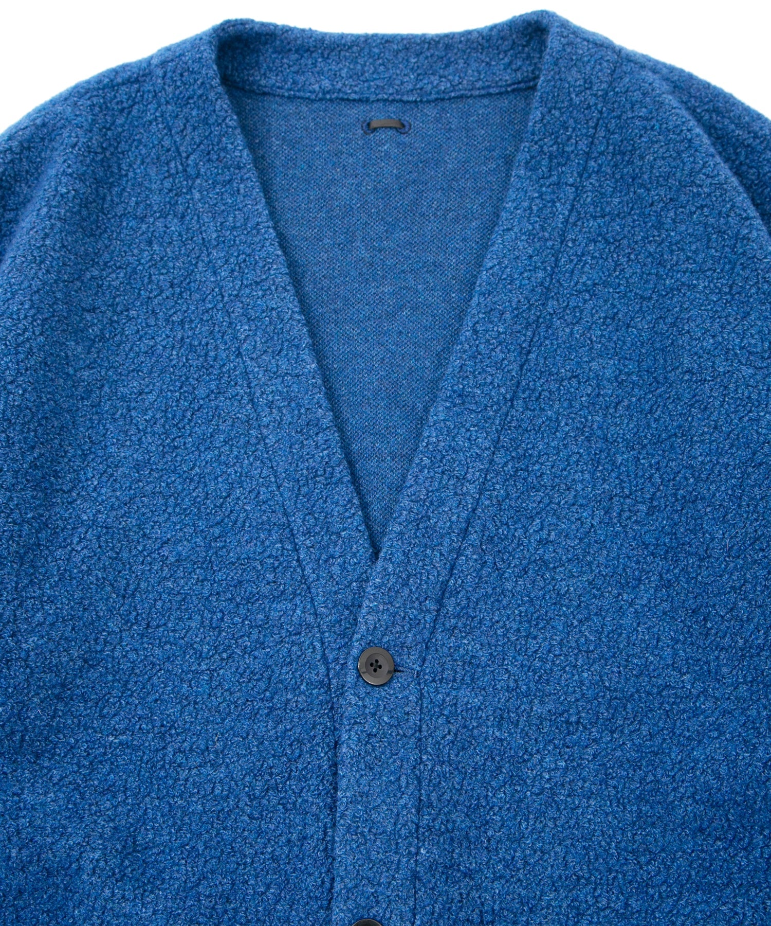 リサイクル ウール テディーフリース ロングカーディガン - BLUE
