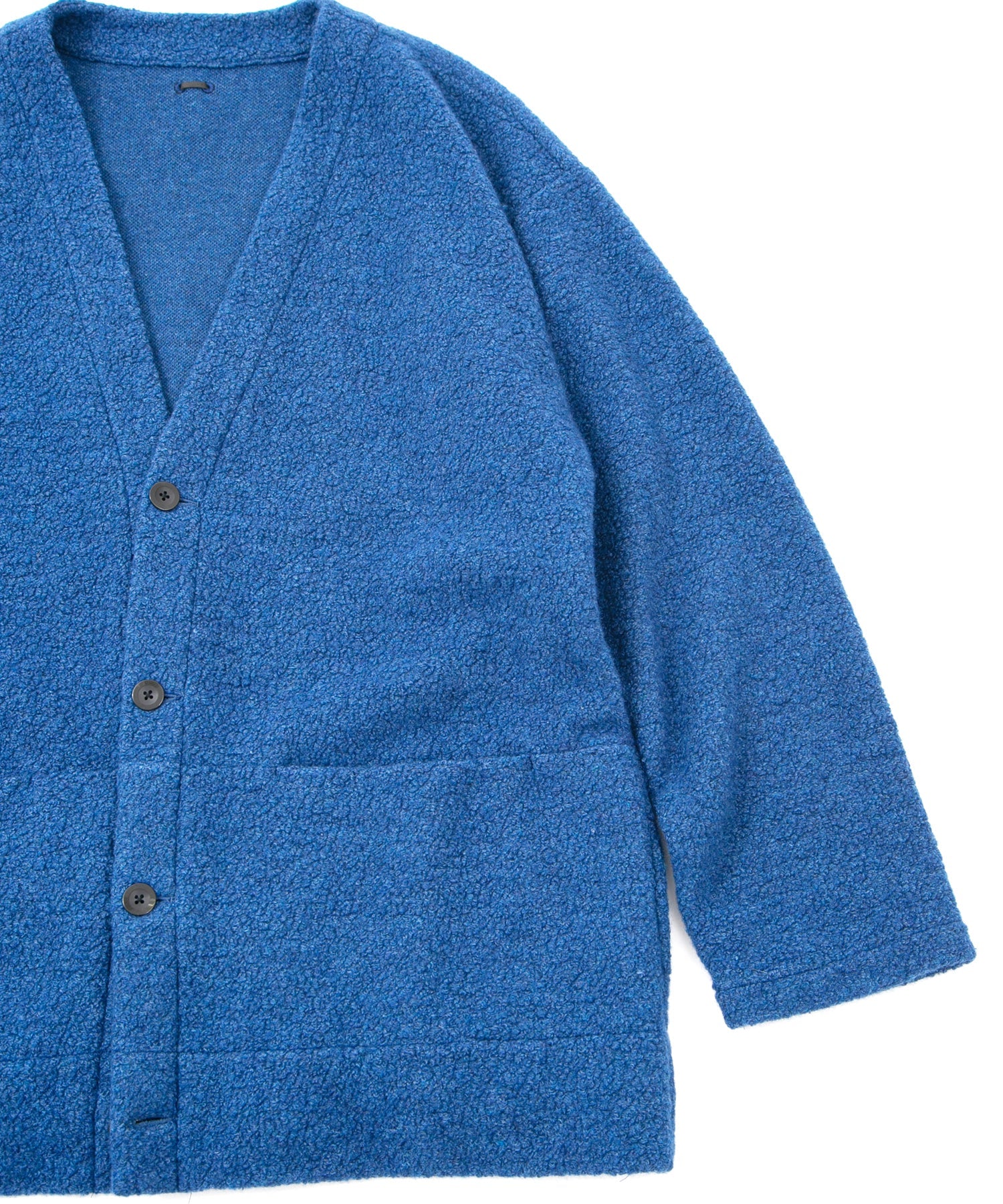 リサイクル ウール テディーフリース ロングカーディガン - BLUE