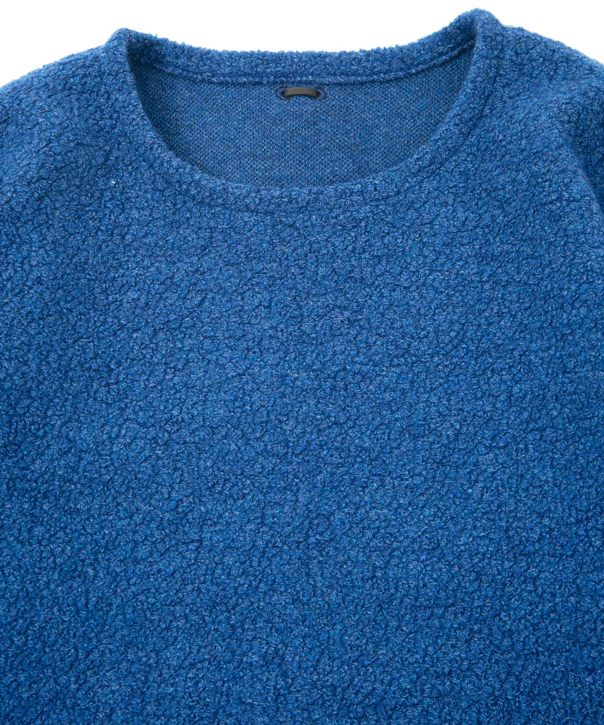 リサイクル ウール テディーフリース クルーネック ロングスリーブ T シャツ - BLUE