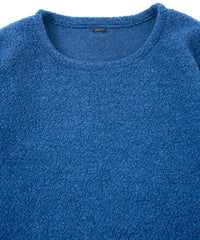 リサイクル ウール テディーフリース クルーネック ロングスリーブ T シャツ - BLUE