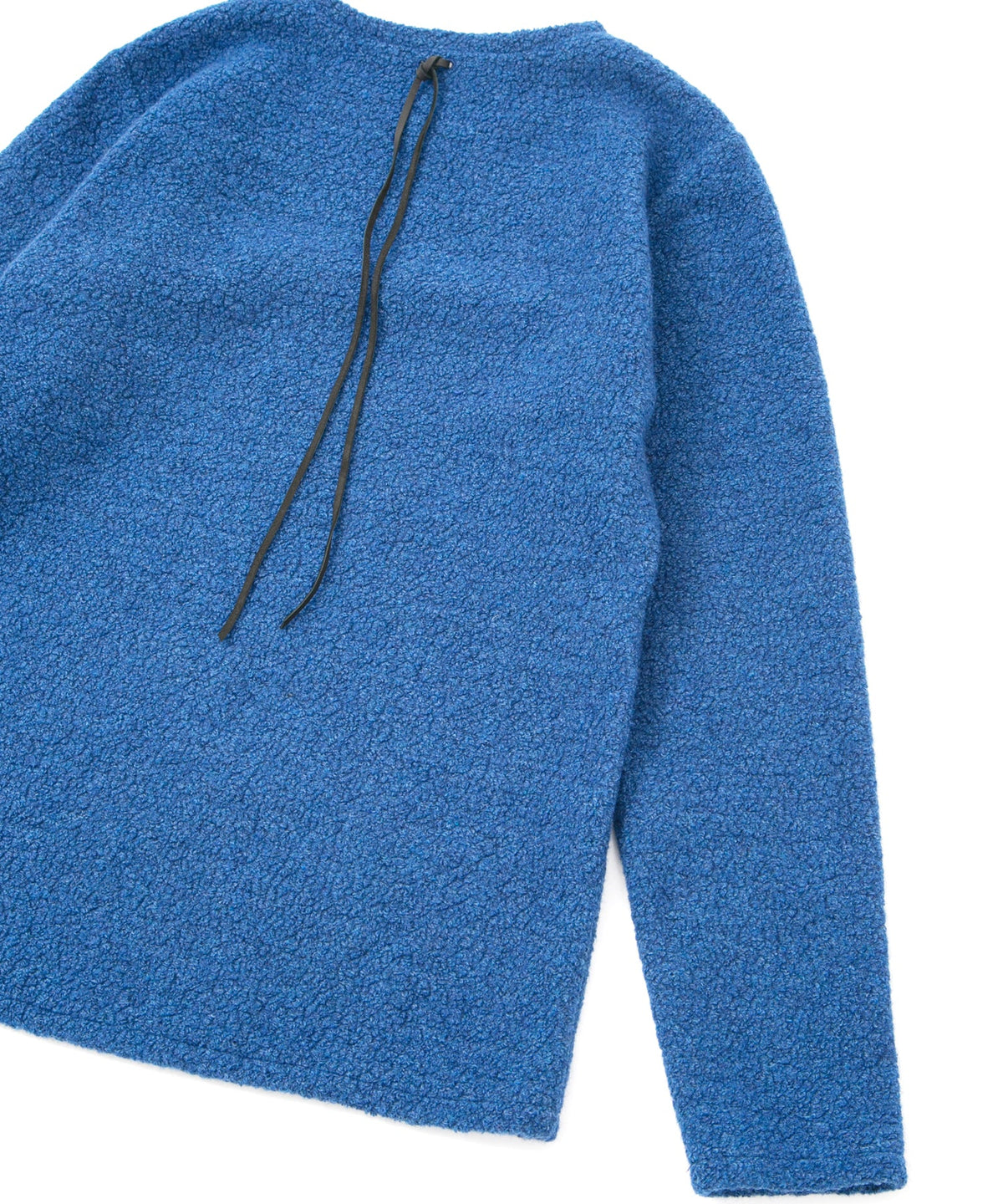 リサイクル ウール テディーフリース クルーネック ロングスリーブ T シャツ - BLUE