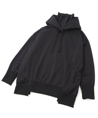 コーデュラ 裏フリース ハイネック フーディー - BLACK