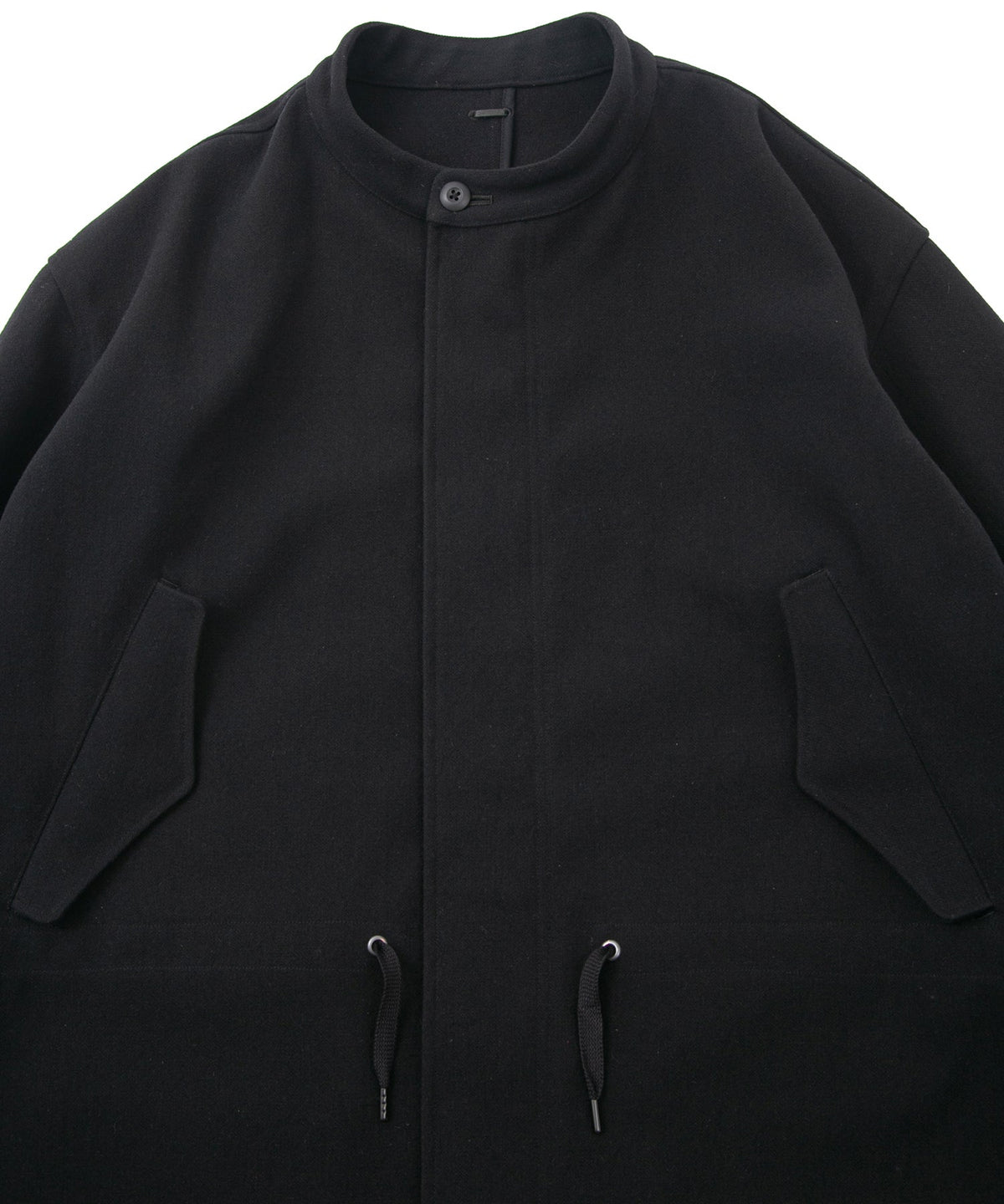 ウールナイロン W クロス ヴィンテージタンブラー フィッシュテールコート - BLACK