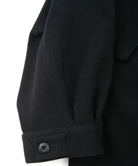 ウールナイロン W クロス ヴィンテージタンブラー フィッシュテールコート - BLACK