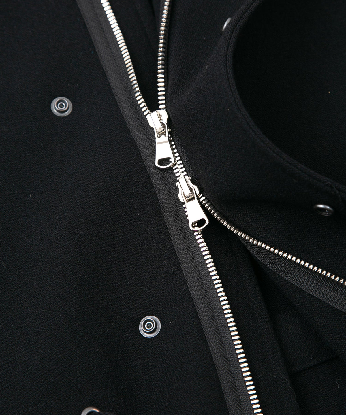 ウールナイロン W クロス ヴィンテージタンブラー フィッシュテールコート - BLACK