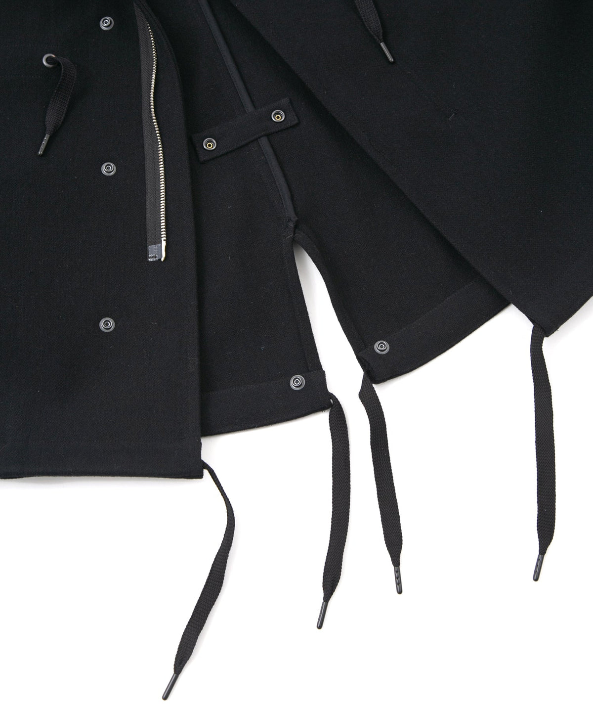 ウールナイロン W クロス ヴィンテージタンブラー フィッシュテールコート - BLACK