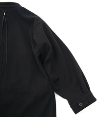 ウールナイロン W クロス ヴィンテージタンブラー フィッシュテールコート - BLACK