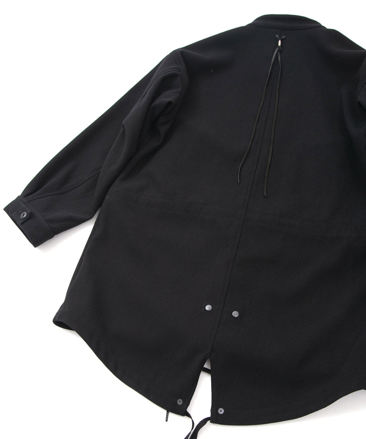 ウールナイロン W クロス ヴィンテージタンブラー フィッシュテールコート - BLACK