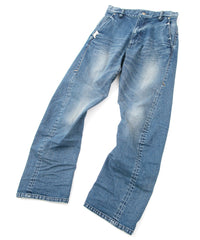 12.5oz オーガニックコットン ストレッチデニム RAD CLUB 3D ワイドストレート ジーンズ - INDIGO