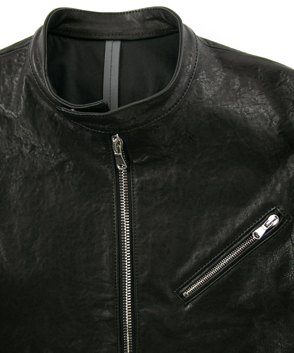 フルタンニン ピット鞣し シュリンク ホースハイド SLATER シングルライダースジャケット - BLACK