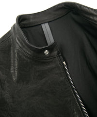 フルタンニン ピット鞣し シュリンク ホースハイド SLATER シングルライダースジャケット - BLACK