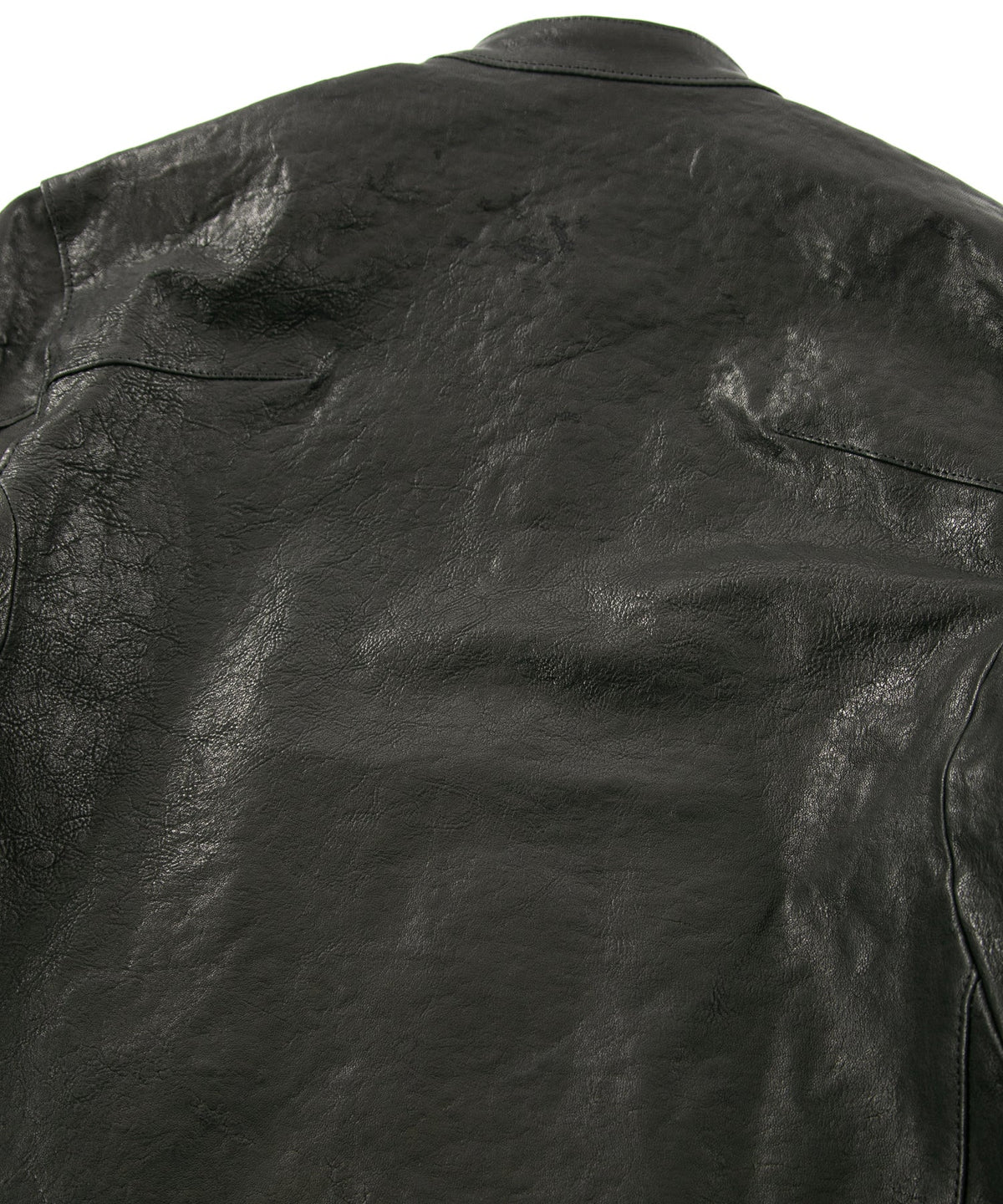 フルタンニン ピット鞣し シュリンク ホースハイド SLATER シングルライダースジャケット - BLACK