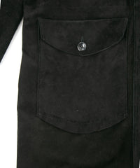 オイルカーフスエード RUST ロングオーバーコート - BLACK