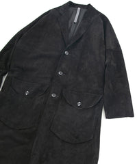 オイルカーフスエード RUST ロングオーバーコート - BLACK