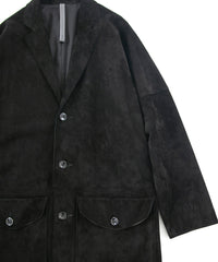 オイルカーフスエード RUST ロングオーバーコート - BLACK