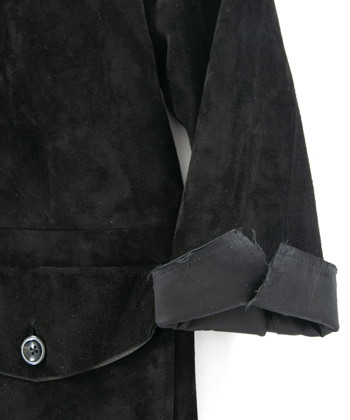 オイルカーフスエード RUST ロングオーバーコート - BLACK