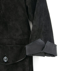 オイルカーフスエード RUST ロングオーバーコート - BLACK